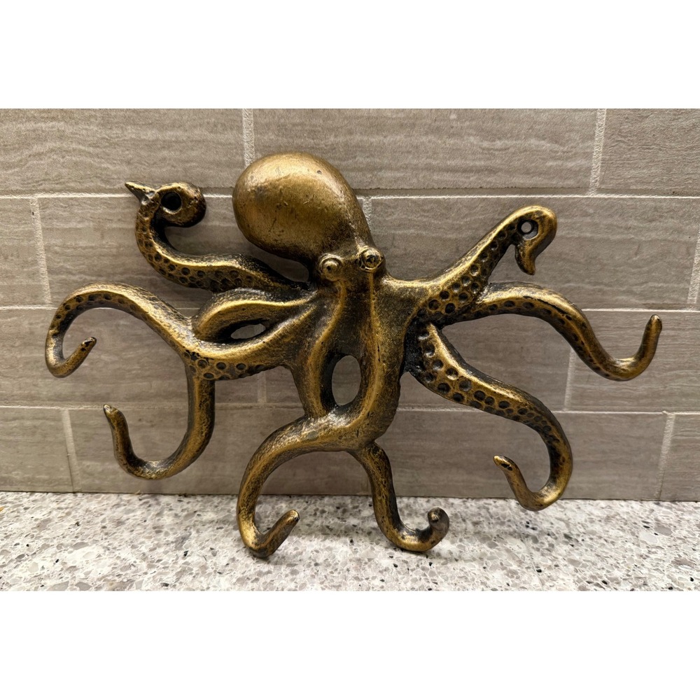 SPI San Pacific Int'l Metal Octopus Wall 6 Hook Rack Tentacle Hanger 10W x 7H